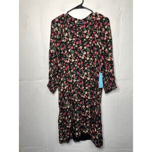 NEW Draper James Womens Floral Midi Dress Size Medium Black